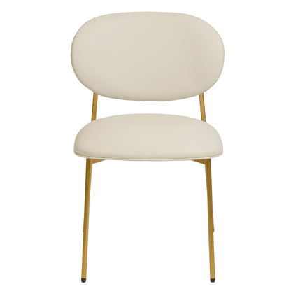 Kali Cream Vegan Leather Stackable Dining Chair - Set of 2