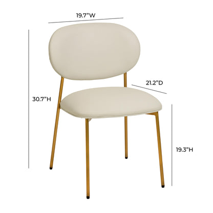 Kali Cream Vegan Leather Stackable Dining Chair - Set of 2