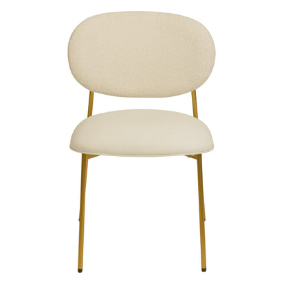 Kali Cream Boucle & Vegan Leather Stackable Dining Chair - Set of 2