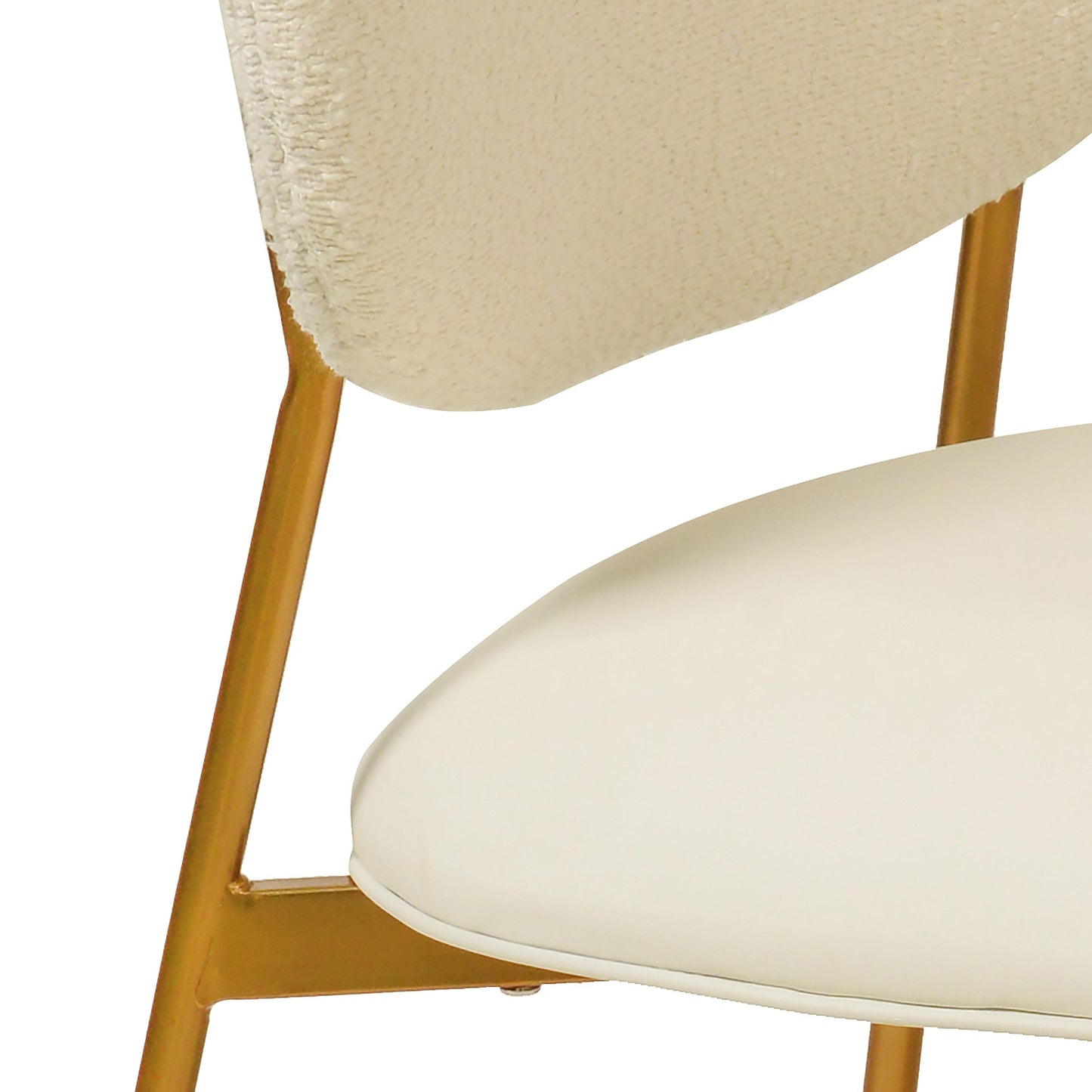 kali cream boucle & vegan leather stackable dining chair - set of 2