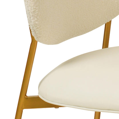 Kali Cream Boucle & Vegan Leather Stackable Dining Chair - Set of 2