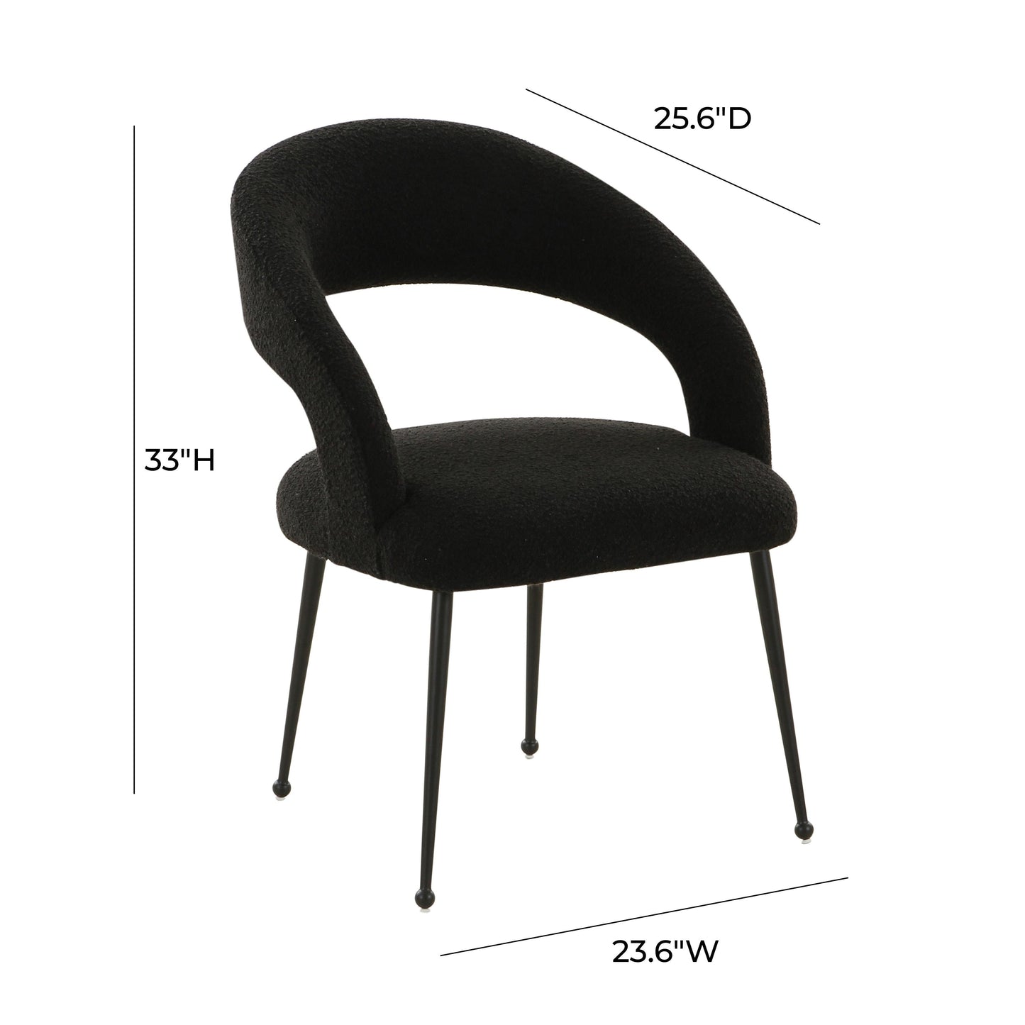 emmet black boucle dining chair