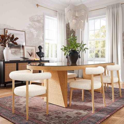 Noemie Castaigne 95" Natural Rattan and Glass Oval Dining Table - image 2