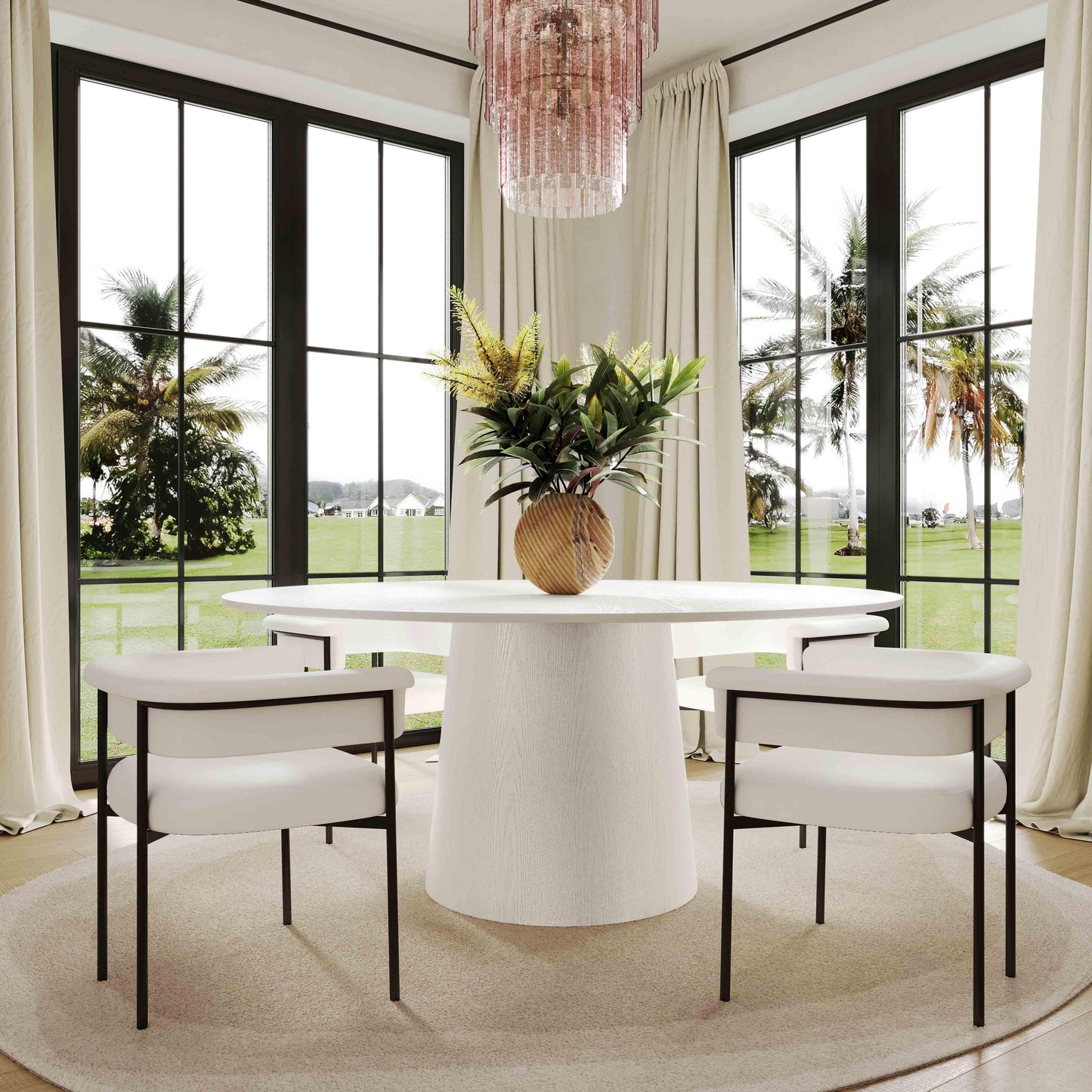 felicia white ash 62" round dining table