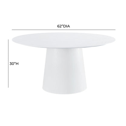 Felicia White Ash 62" Round Dining Table