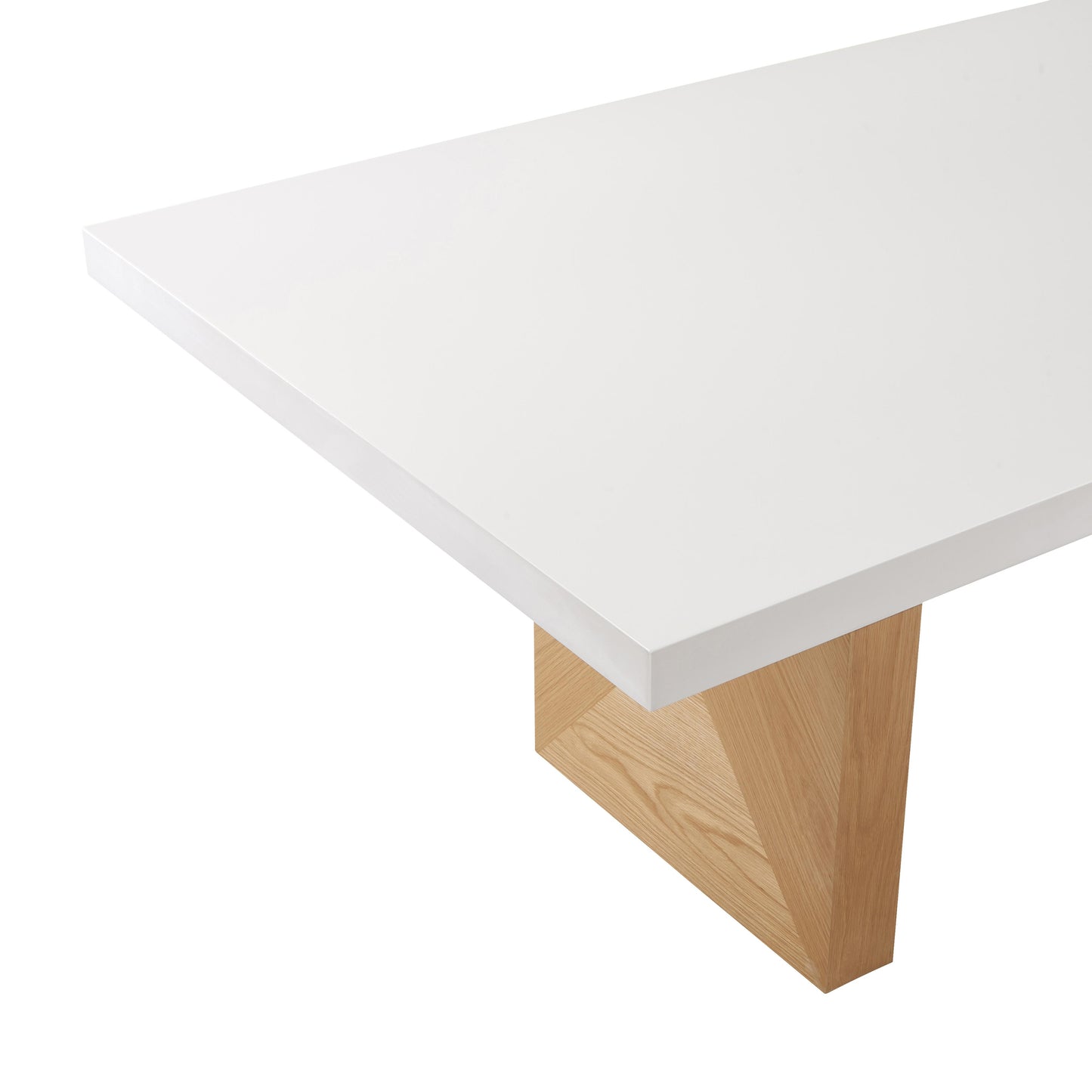 gossip white gloss and natural ash dining table