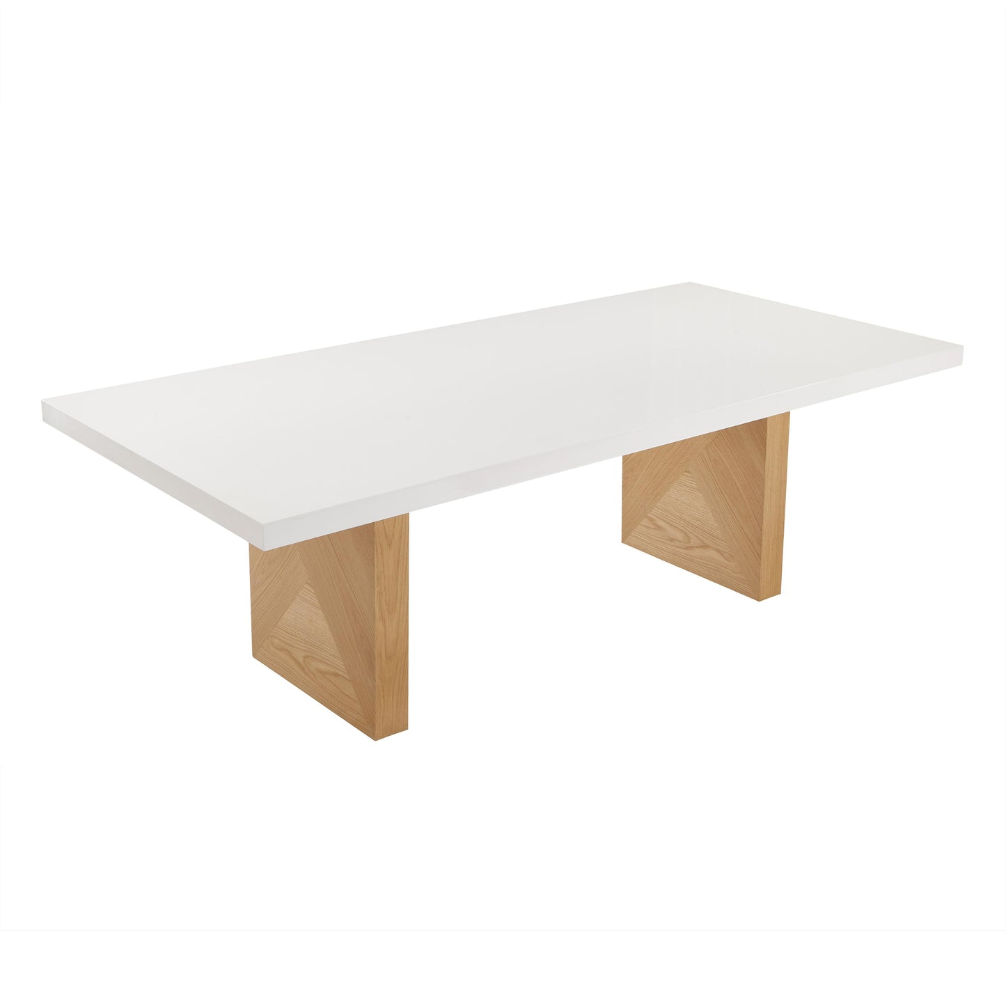 gossip white gloss and natural ash dining table