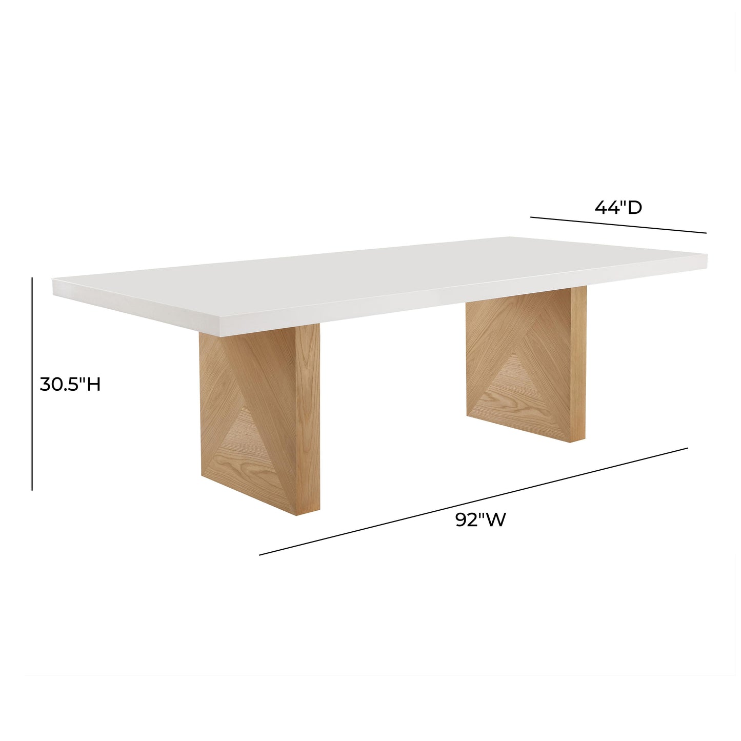 gossip white gloss and natural ash dining table