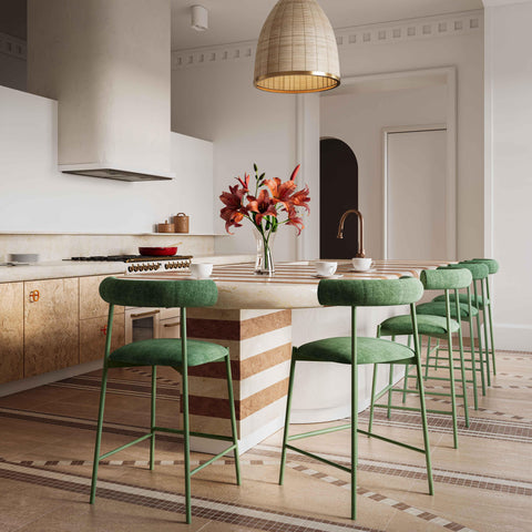 Camryn Forest Green Velvet Counter Stool