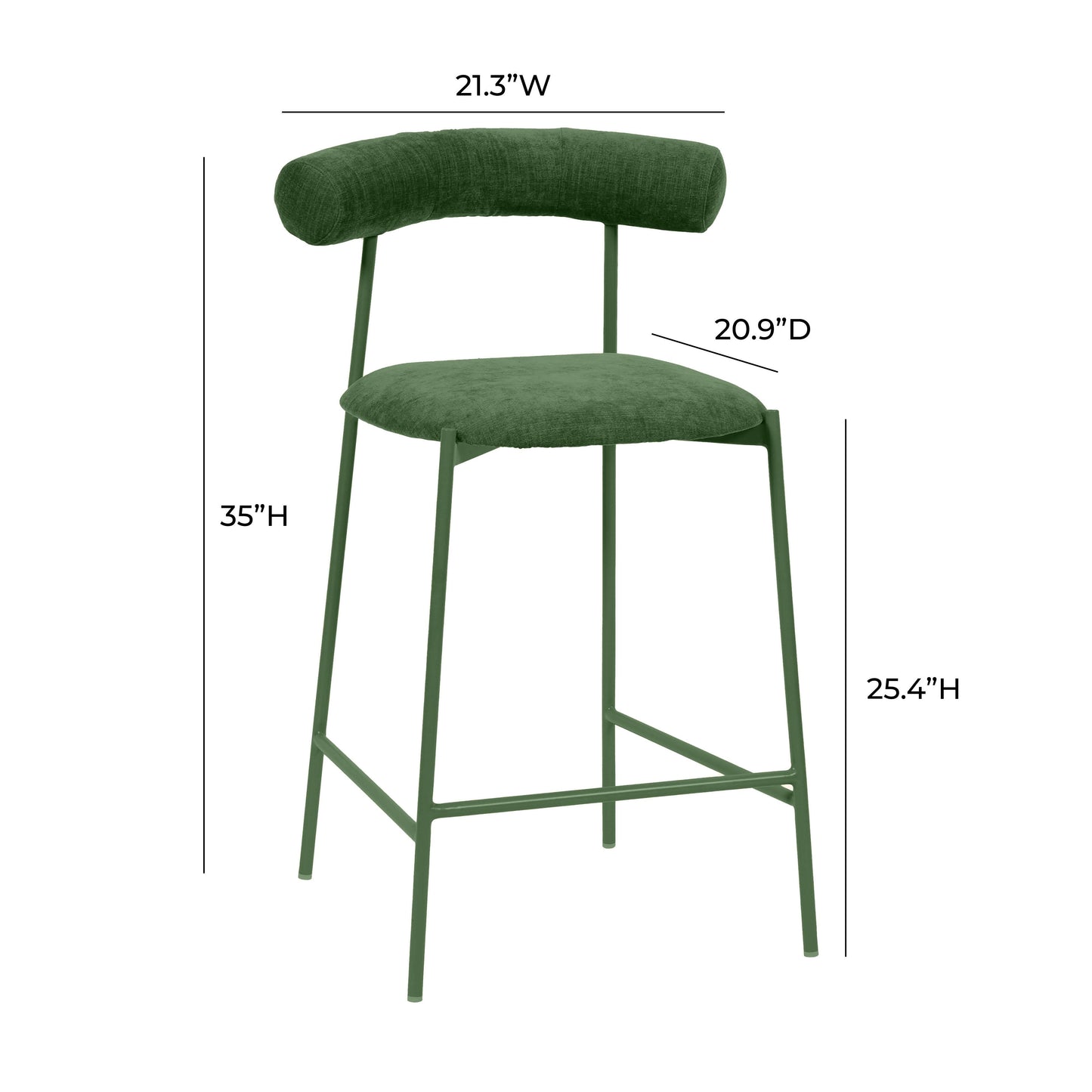 camryn forest green velvet counter stool