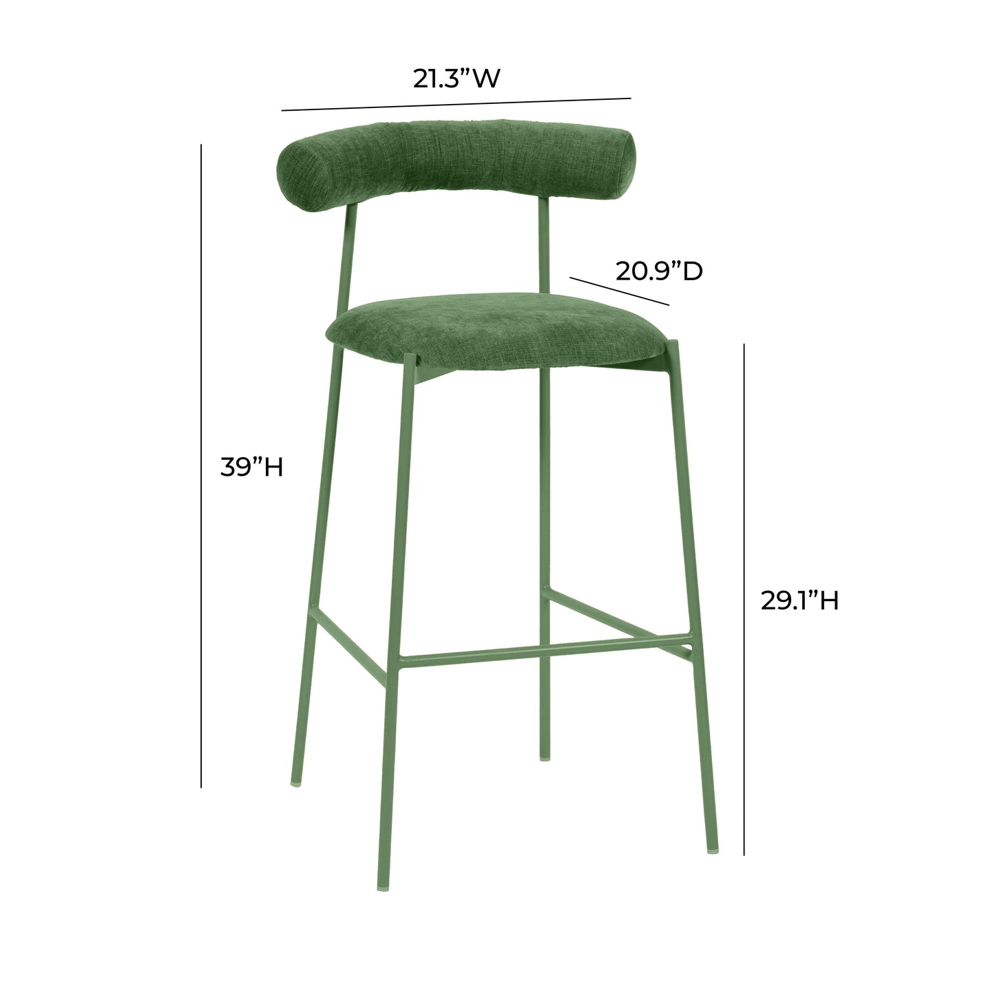 camryn forest green velvet bar stool