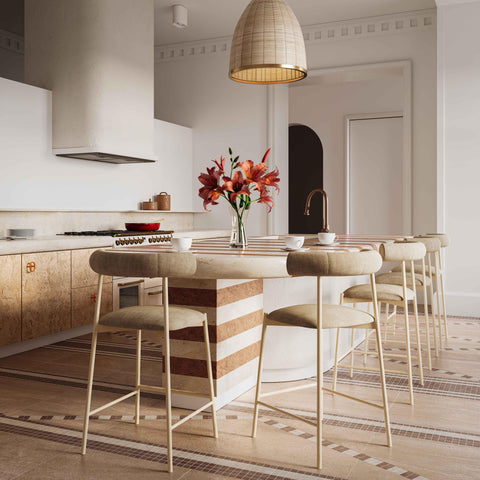 Camryn Taupe Velvet Counter Stool