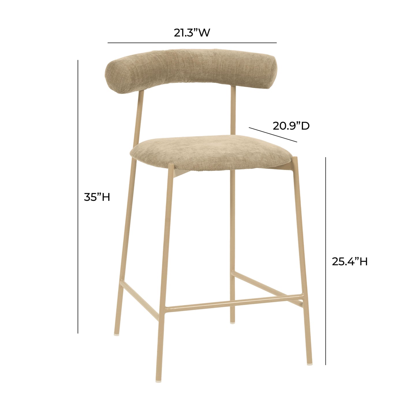 camryn taupe velvet counter stool