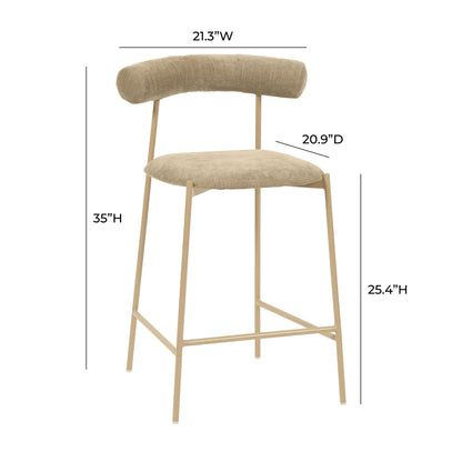 Camryn Taupe Velvet Counter Stool