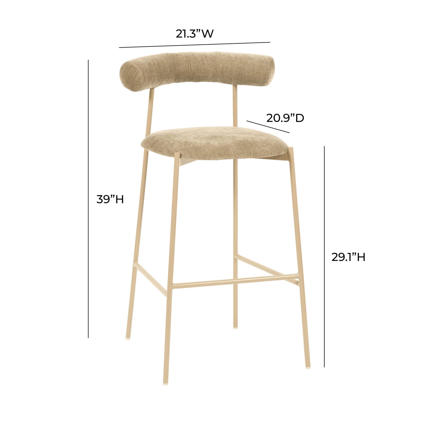 camryn taupe velvet bar stool