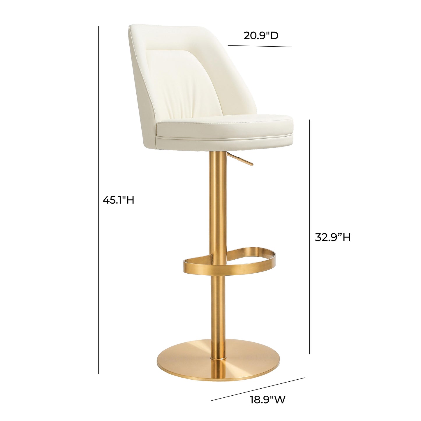 hump cream and gold adjustable swivel stool