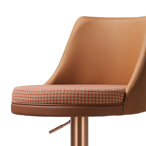 Aria Cafe Au Lait Houndstooth Adjustable Swivel Stool