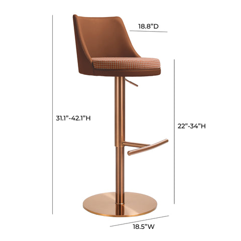 Aria Cafe Au Lait Houndstooth Adjustable Swivel Stool