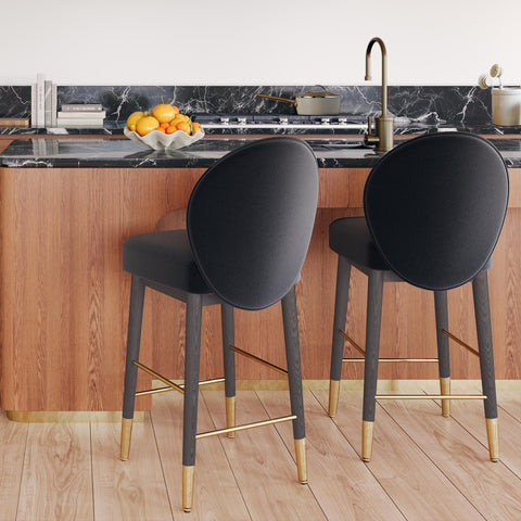 Eileen Charcoal Grey Velvet Barstool