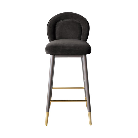 Eileen Charcoal Grey Velvet Barstool