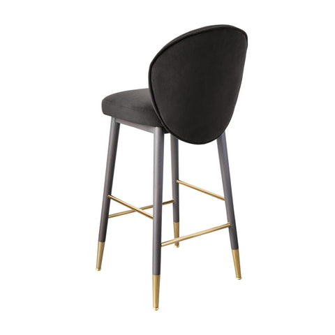 Eileen Charcoal Grey Velvet Barstool
