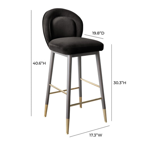 Eileen Charcoal Grey Velvet Barstool