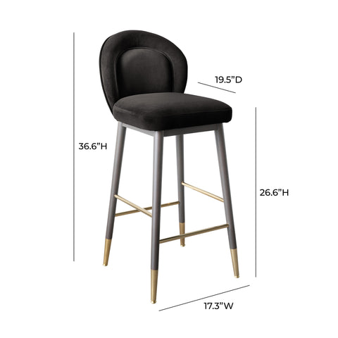 Eileen Charcoal Grey Velvet Counter Stool