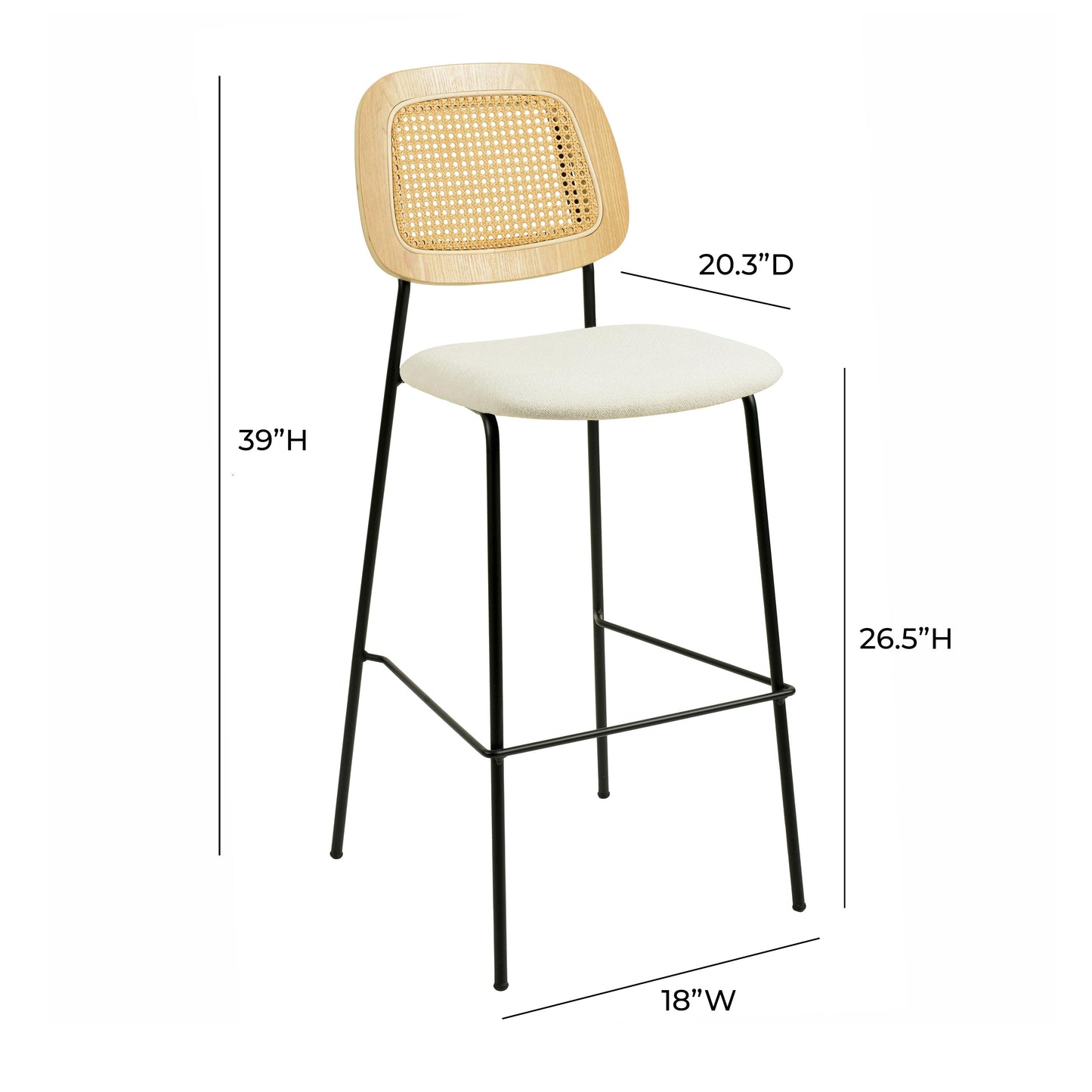 norah natural rattan counter stool - set of 2