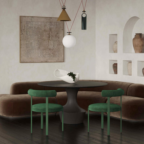 Emerge Forest Green Chenille Bolster Back Dining Chair