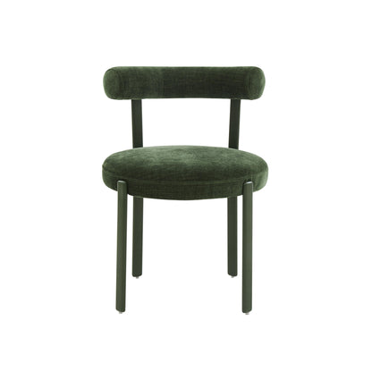 Emerge Forest Green Chenille Bolster Back Dining Chair