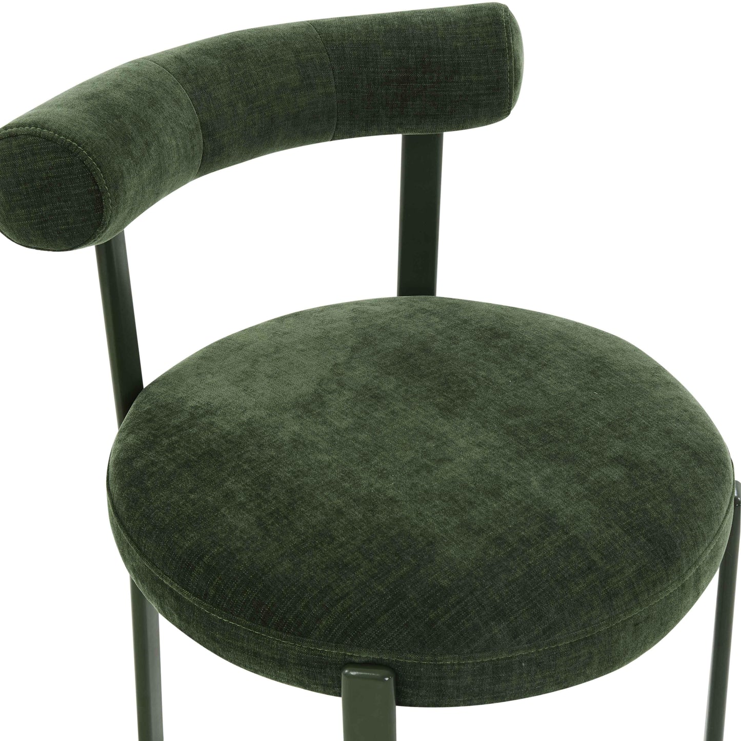 emerge forest green chenille bolster back dining chair