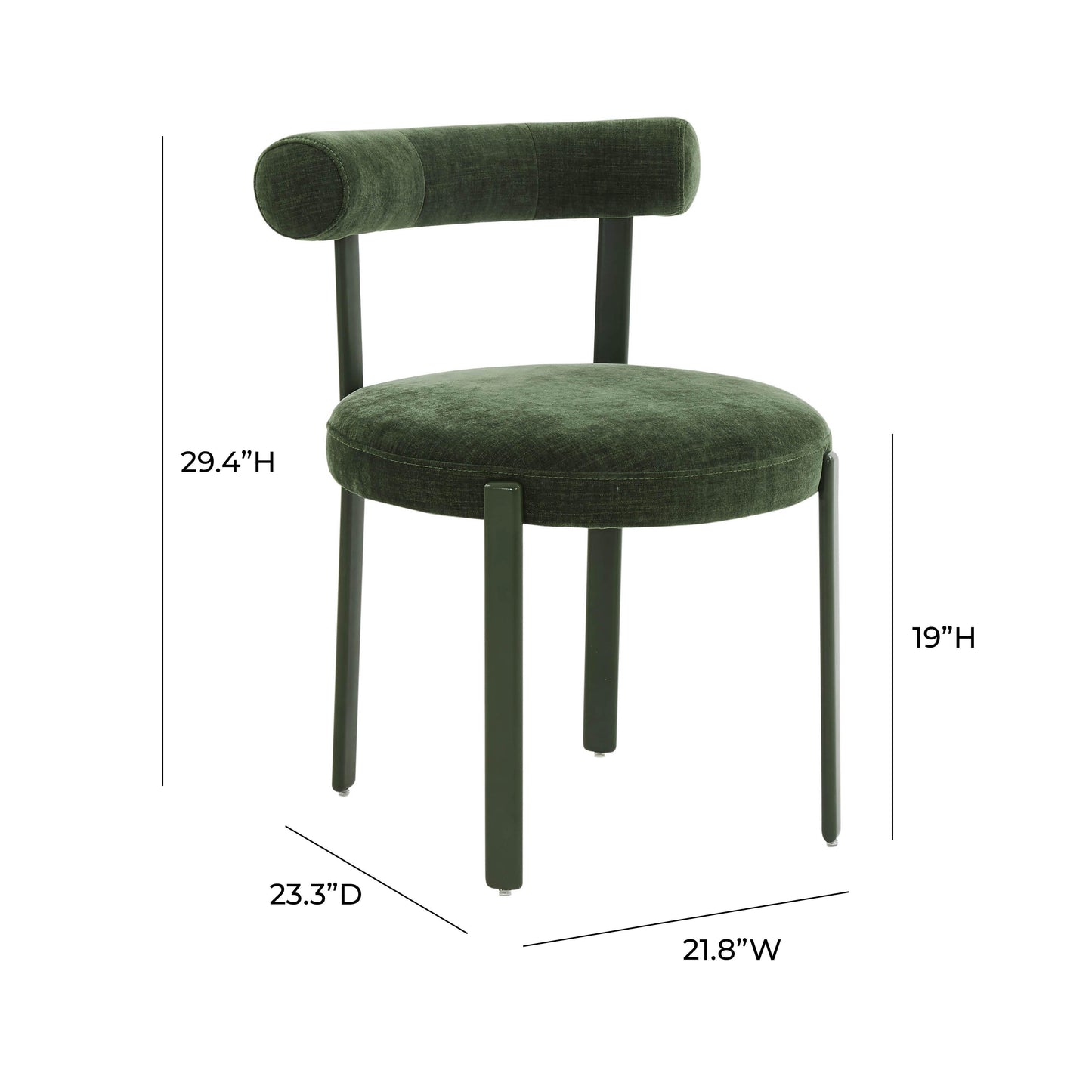 emerge forest green chenille bolster back dining chair