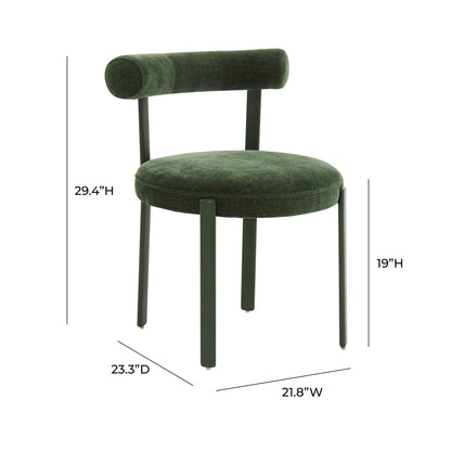 Emerge Forest Green Chenille Bolster Back Dining Chair