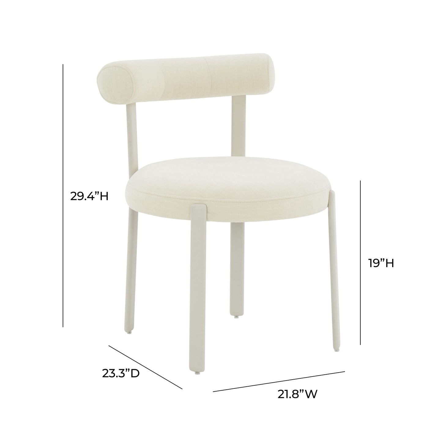 emerge cream chenille bolster back dining chair