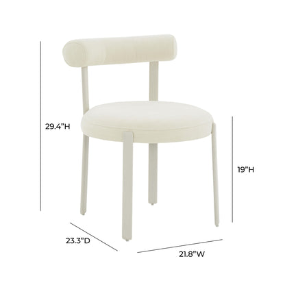 Emerge Cream Chenille Bolster Back Dining Chair