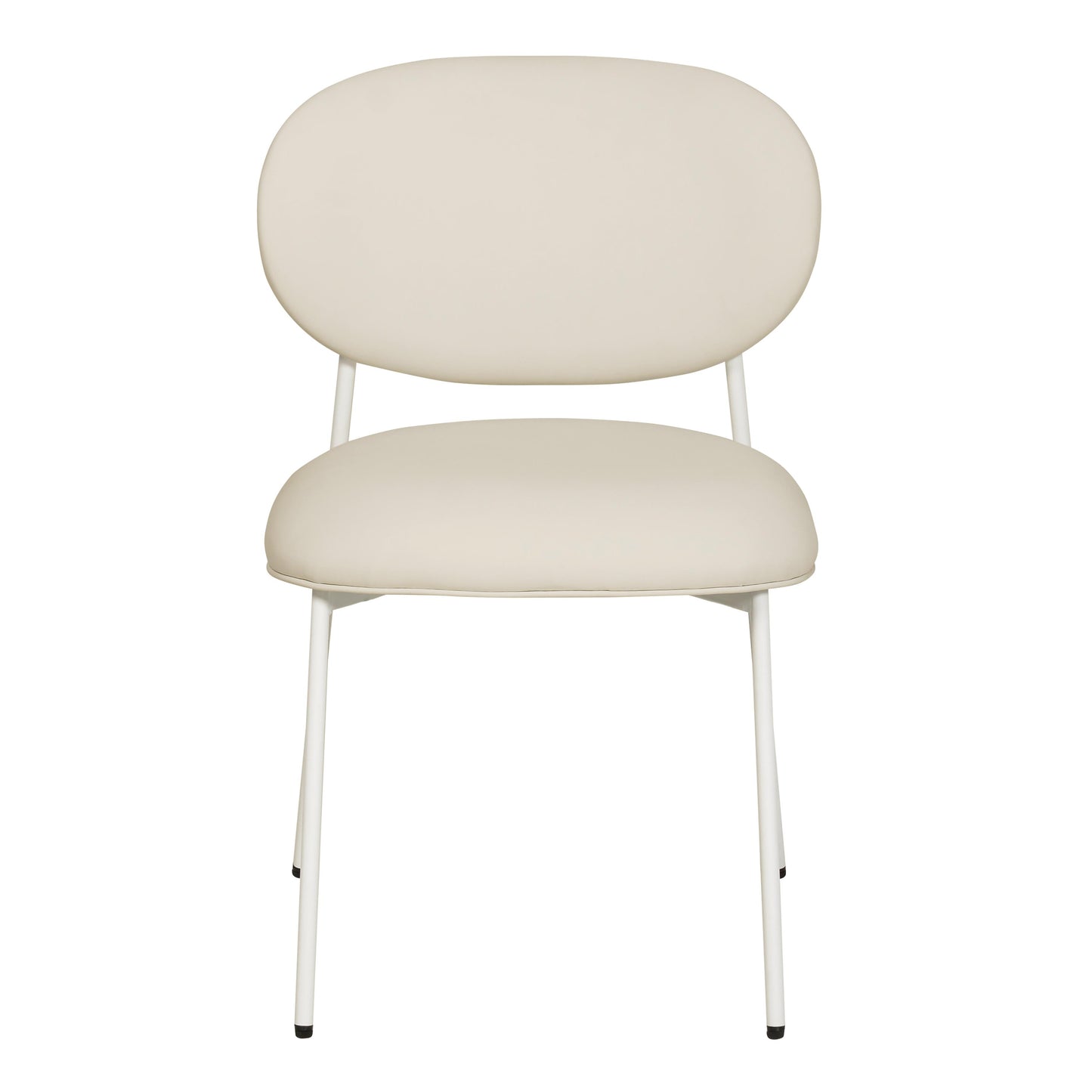 kali cream vegan leather stackable dining chair with cream legs - set of 2