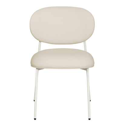 Kali Cream Vegan Leather Stackable Dining Chair with Cream Legs - Set of 2