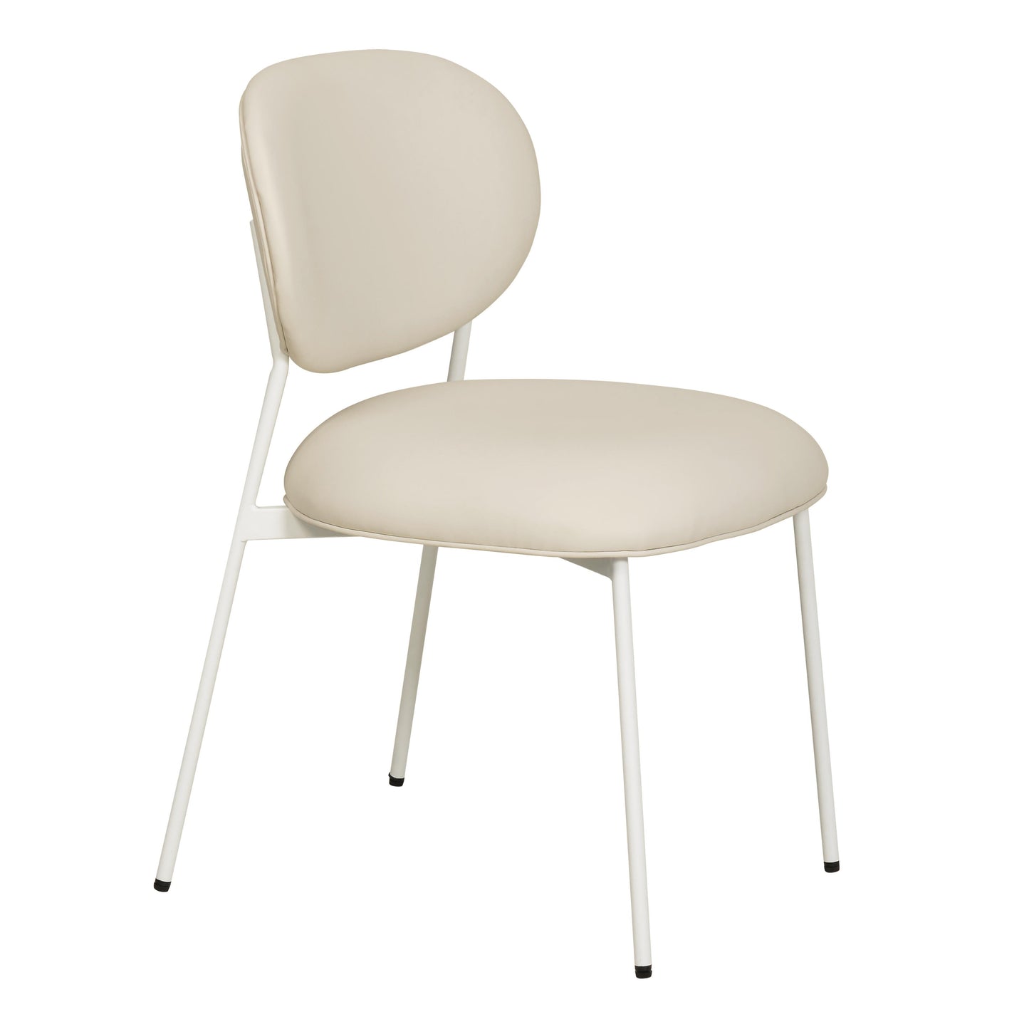 kali cream vegan leather stackable dining chair with cream legs - set of 2