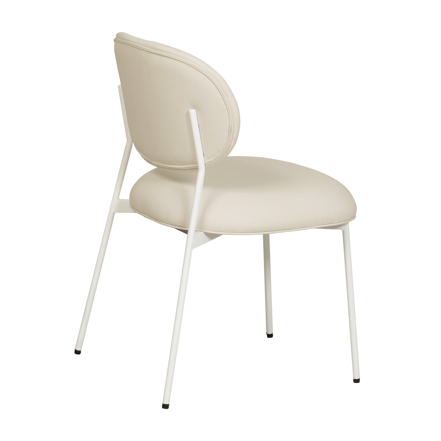 kali cream vegan leather stackable dining chair with cream legs - set of 2