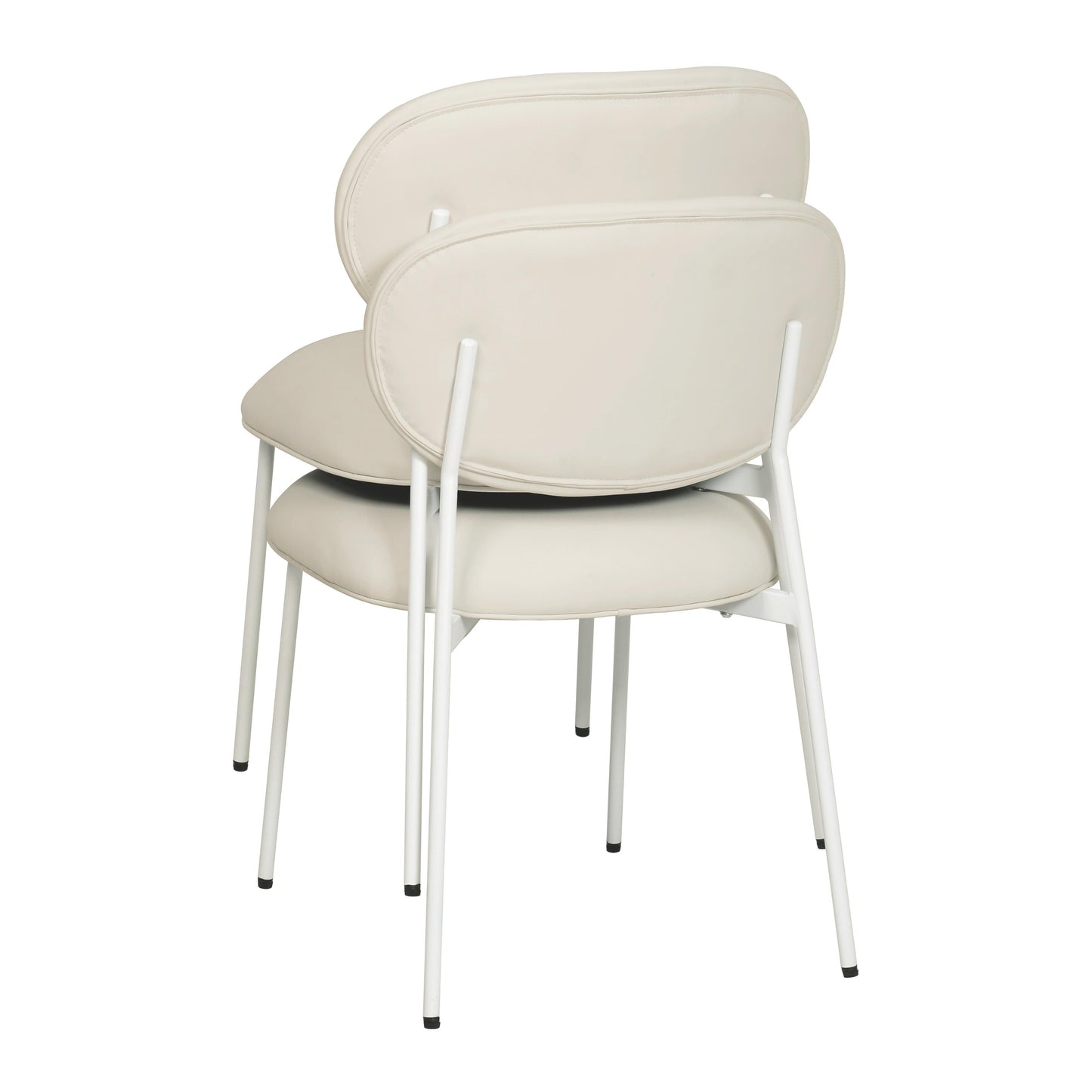 kali cream vegan leather stackable dining chair with cream legs - set of 2