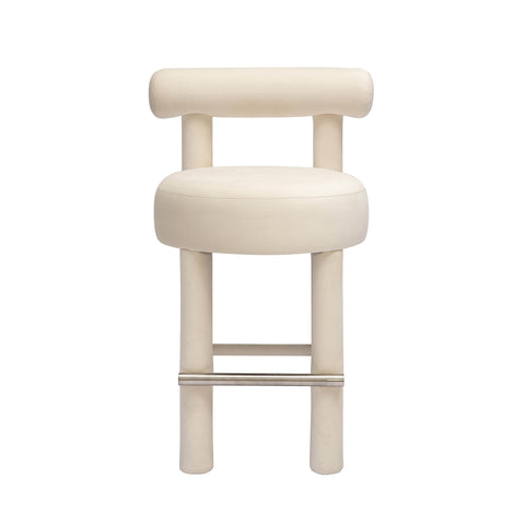 Odette Castaigne Cream Performance Velvet Counter Stool - image 3