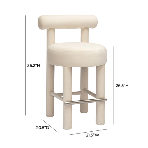 Odette Castaigne Cream Performance Velvet Counter Stool - image 6