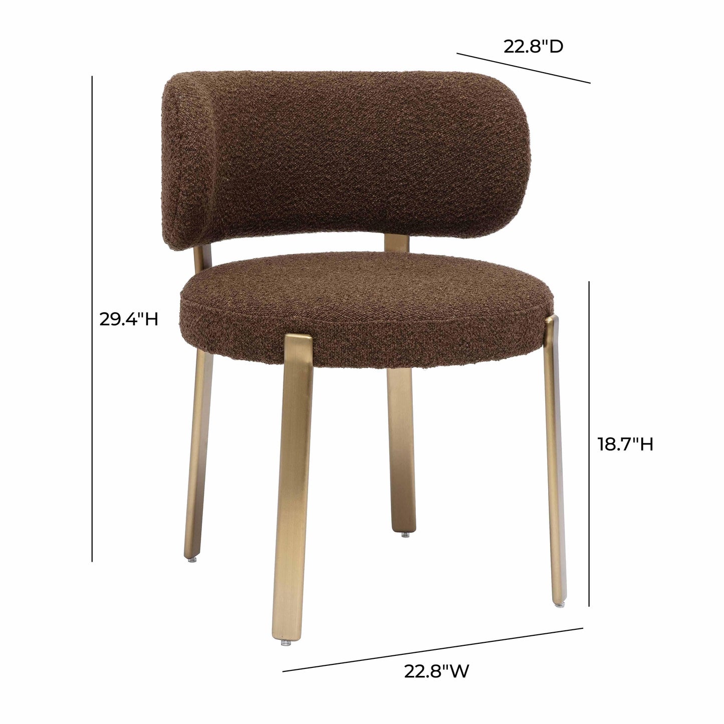 pamela chocolate brown performance boucle dining chair