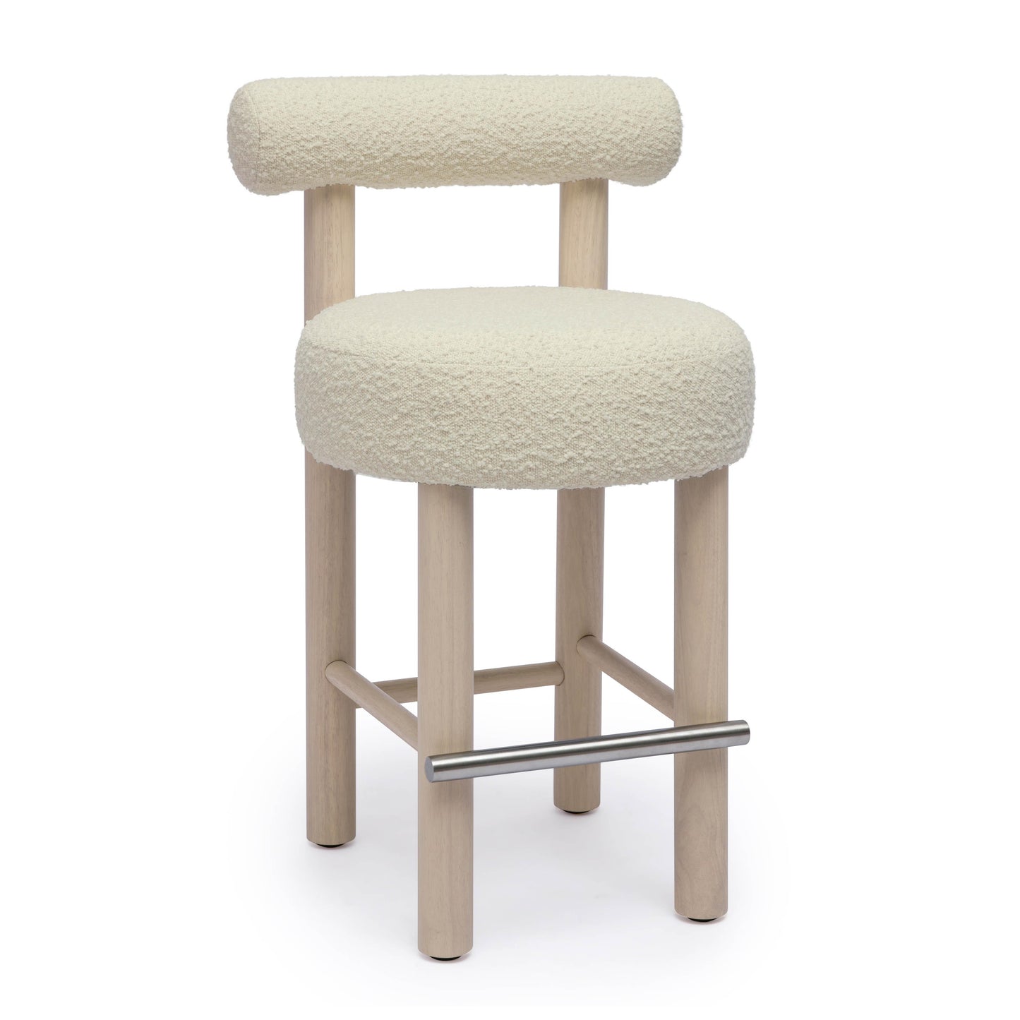 austin cream boucle and solid wood counter stool