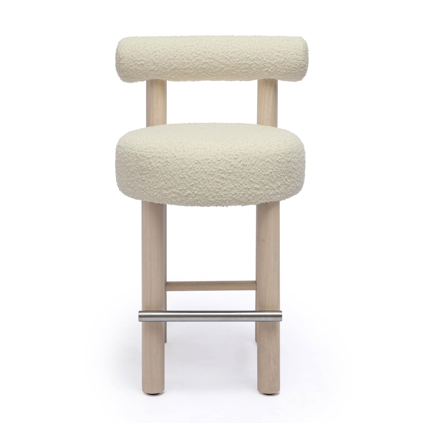 austin cream boucle and solid wood counter stool