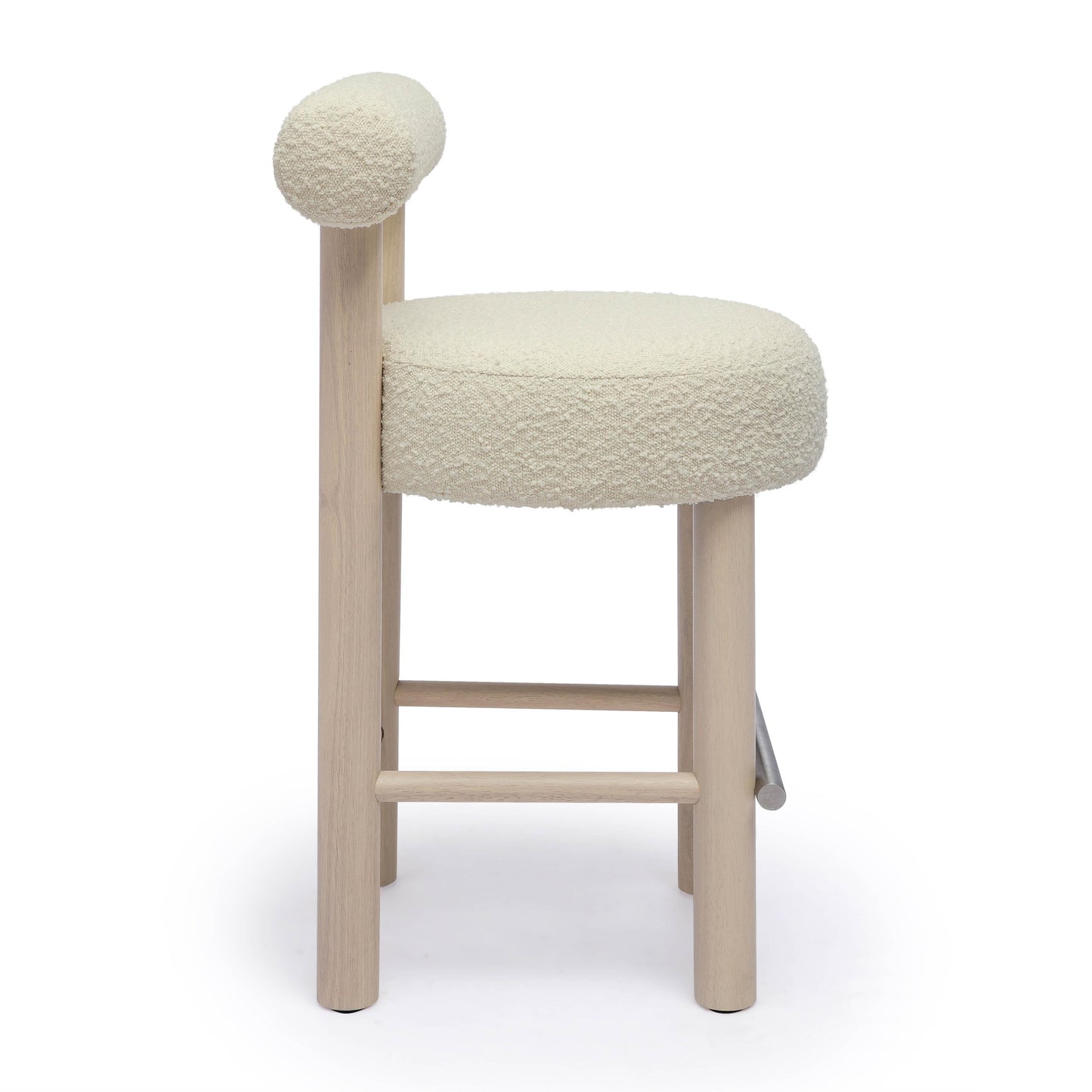 austin cream boucle and solid wood counter stool