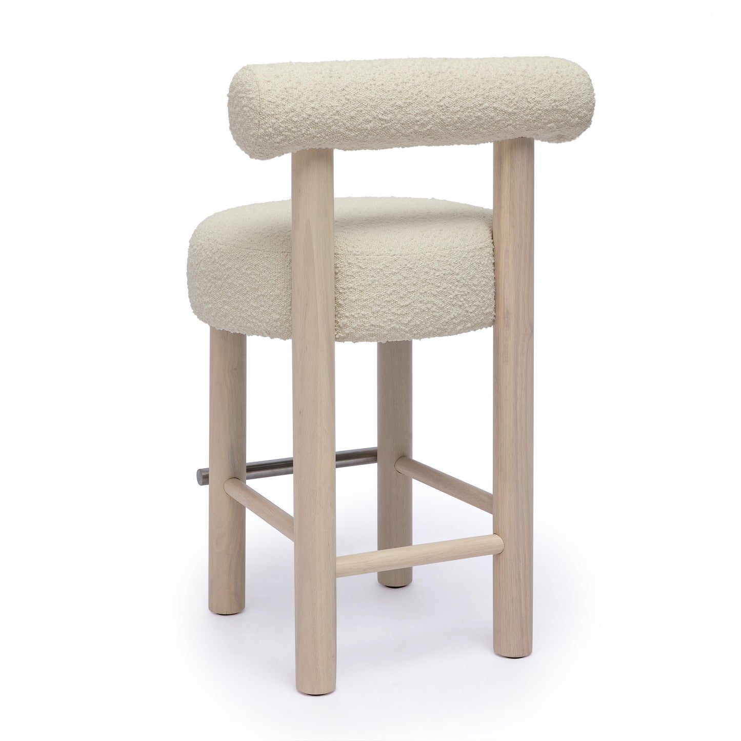 austin cream boucle and solid wood counter stool