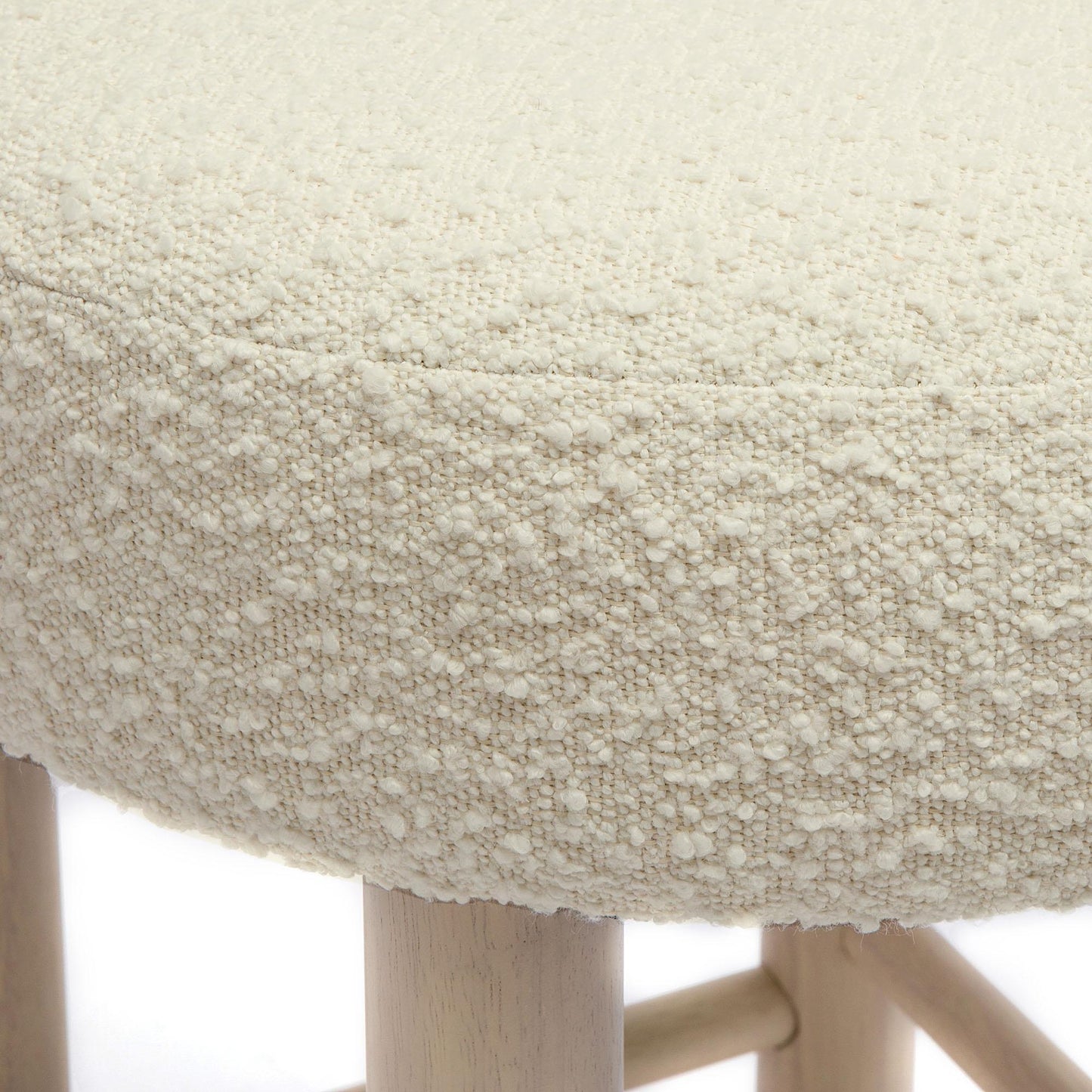 austin cream boucle and solid wood counter stool