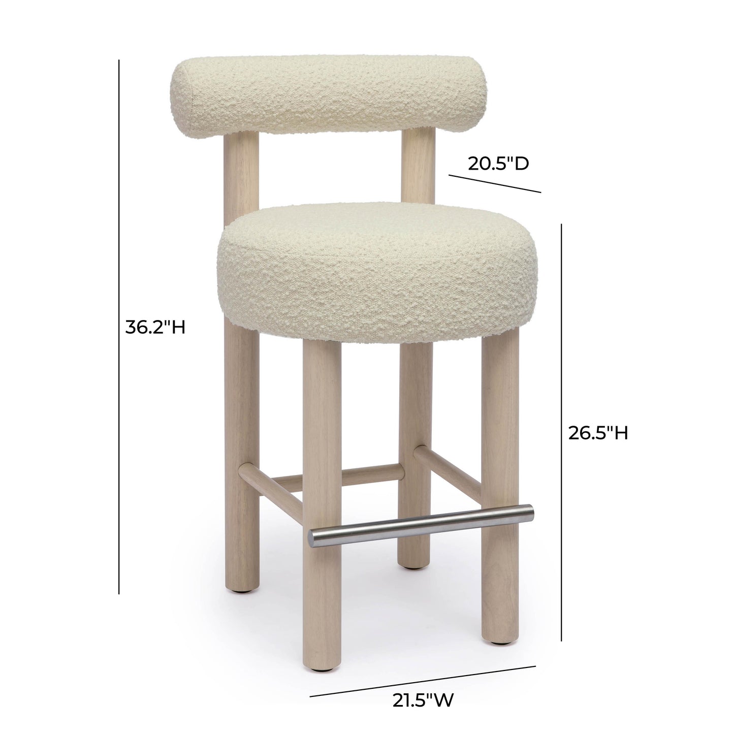 austin cream boucle and solid wood counter stool