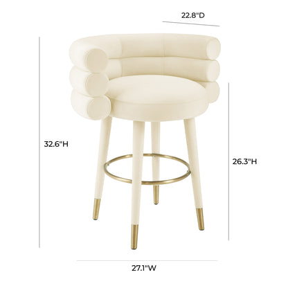 Gwen Cream Velvet Counter Stool